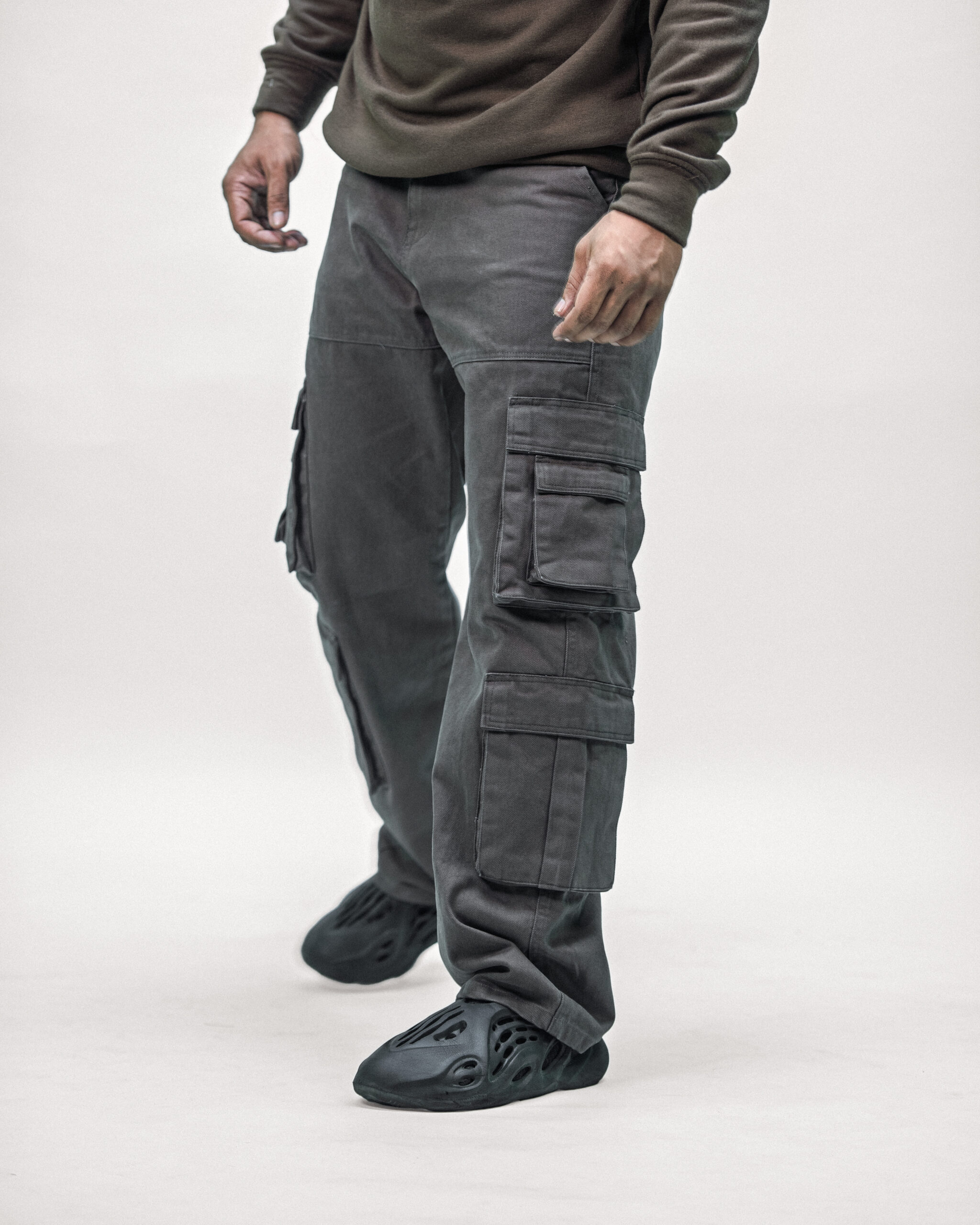 Grey 10 Pocket Cargo Baggy