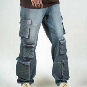 Grey 10 Pocket Cargo Baggy